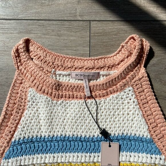 NWT BCBGeneration Striped Crochet Cropped  Top - Picture 5 of 11